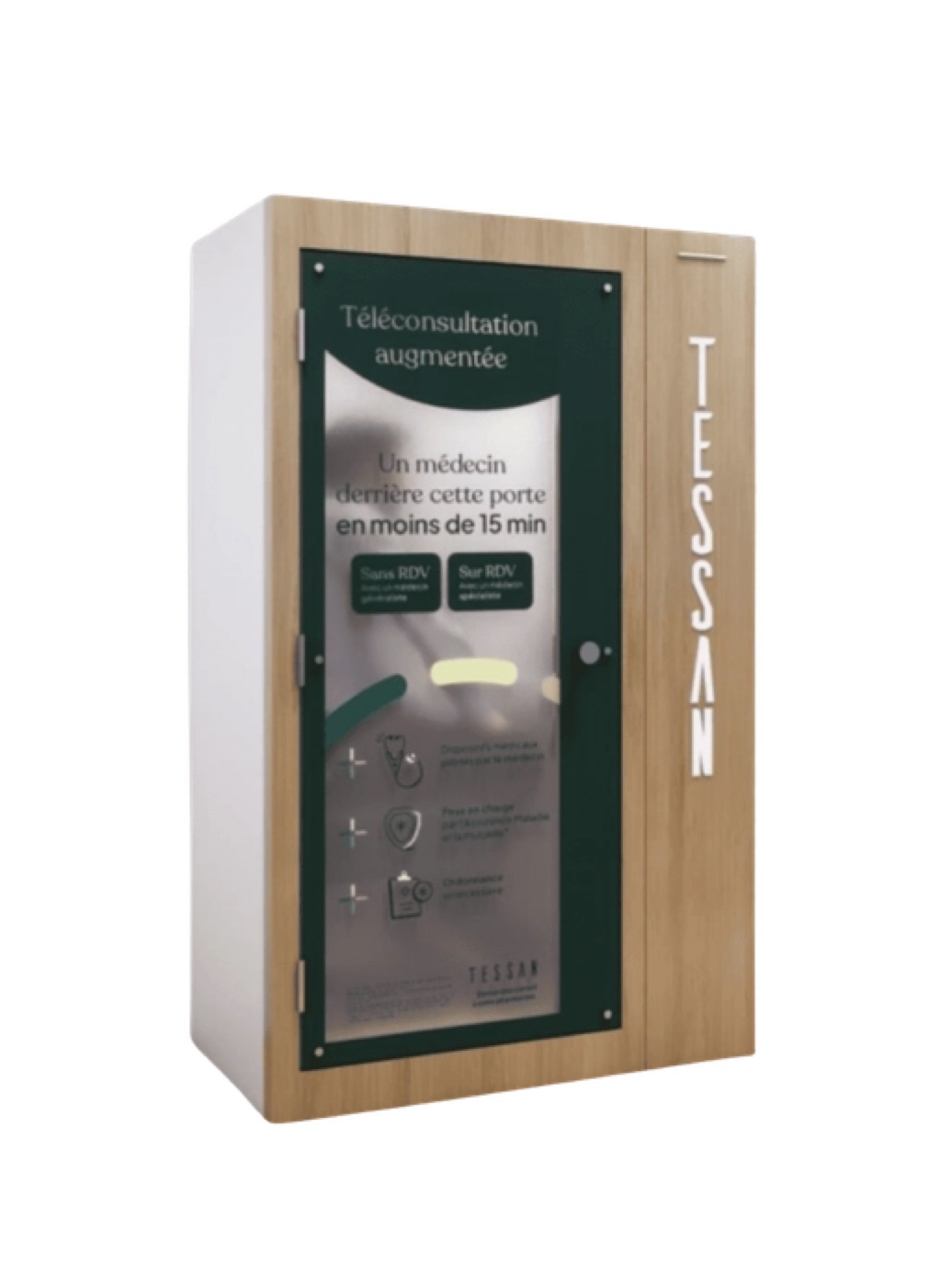 Tessan Slim-Telemedizinkabine, kompaktes Format mit Display-Tür