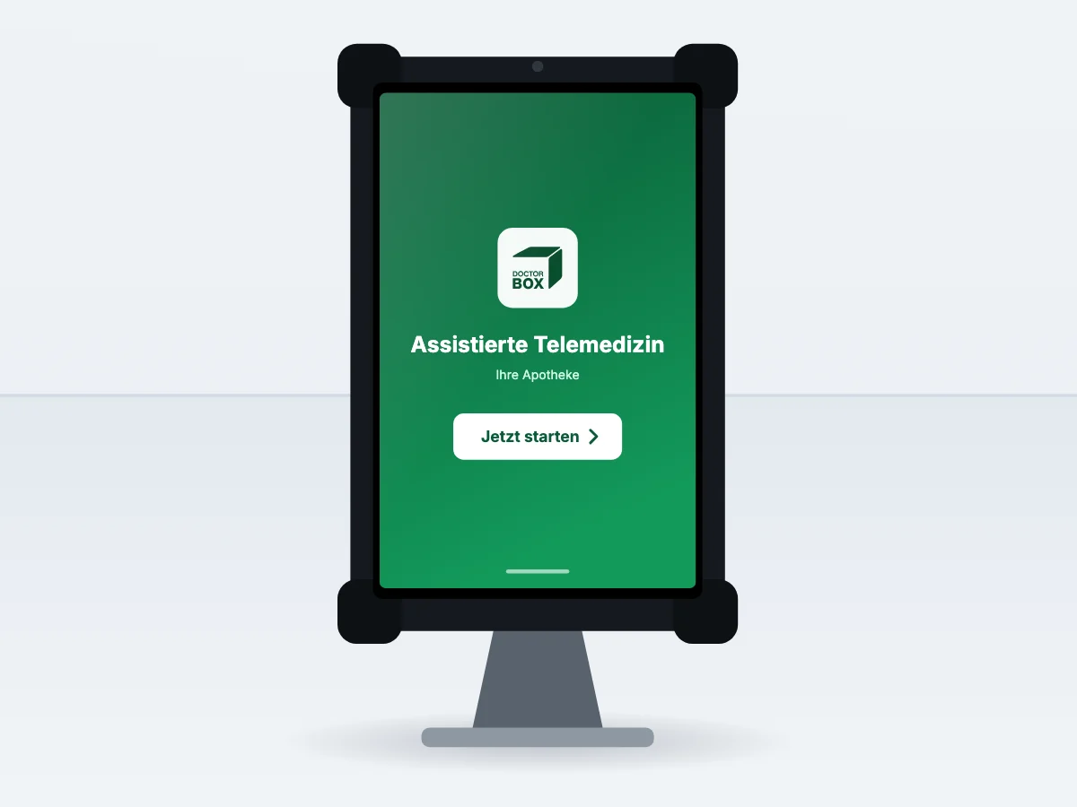 Startbildschirm der Assistierte-Telemedizin-App auf dem Care Tablet